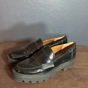 Franco Sarto Black Platform Loafers
